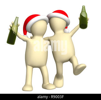 Puppets - friends celebrating Christmas Stock Photo