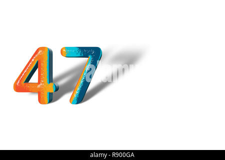 3D Number 47 forty seven lively colours Stock Photo