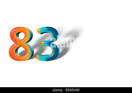 3D Number 83 eighty three lively colours Stock Photo