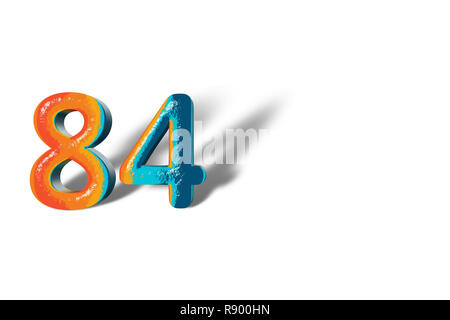 3D Number 84 eighty four lively colours Stock Photo