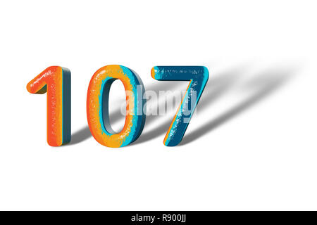 3D Number 107 one hundred seven lively colours Stock Photo 3D Number 107 one hundred seven lively colours Stock Photo