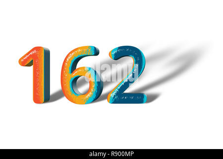 3D Number 162 one hundred sixty two lively colours Stock Photo