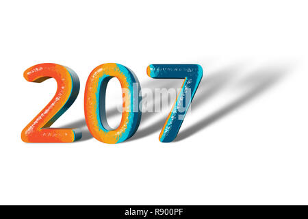 3D Number 207 two hundred seven lively colours Stock Photo