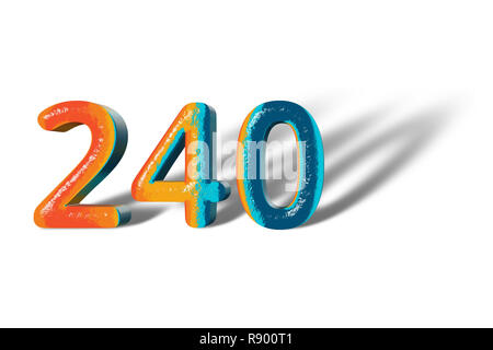 3D Number 240 two hundred forty lively colours Stock Photo