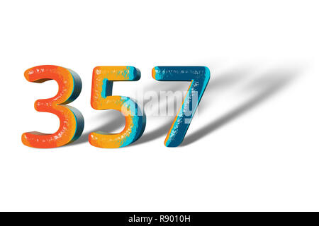 Green Number 357 isolated white background Stock Photo - Alamy