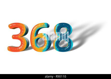 3D Number 368 three hundred sixty eight lively colours Stock Photo