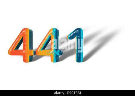 3D Number 441 forty four hundred one lively colours Stock Photo