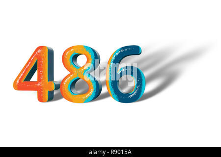 3D Number 486 four hundred eighty six lively colours Stock Photo