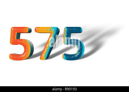 3D Number 575 five hundred seventy five lively colours Stock Photo