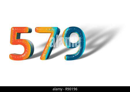 3D Number 579 five hundred seventy nine lively colours Stock Photo