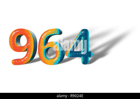 3D Number 964 nine hundred sixty four lively colours Stock Photo