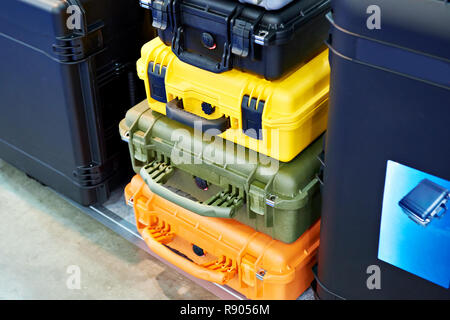 Protective cases for industrial tools and devices Stock Photo