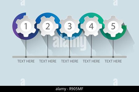 Infographic gear five steps Stock Vector