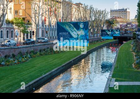 France, Pyrenees Orientales, Perpignan, city center, street scene in downtown Stock Photo