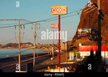 Mexico, Sonora, Guaymas, San Carlos, street of a coastal village of the pacific in Mexico Stock Photo