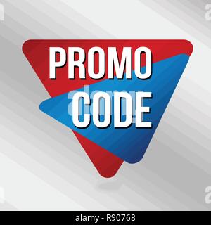 Promo code label or sticker on grey background, vector illustration Stock Vector
