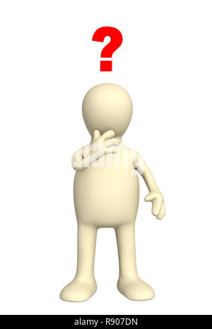 3d puppet thinking of the decision of a problem Stock Photo