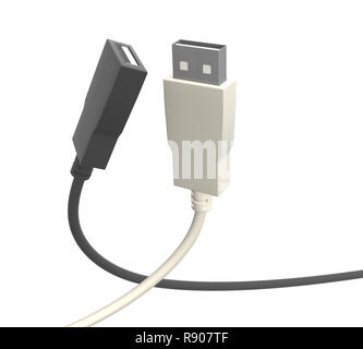 Two USB cables of black and white color Stock Photo
