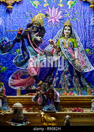 Deities in Sri Krishna Balaram Mandir, ISKCON Temple of Vrindavan. Vrindavan is considered to be a holy place. The major tradition followed in the are Stock Photo