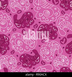Paisley Hearts-Love in Parise Seamless Repeat Pattern Background Stock Vector