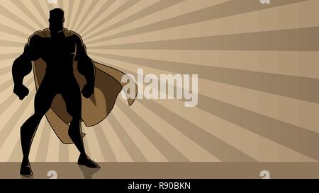 Superhero Standing Tall Ray Light Stock Vector