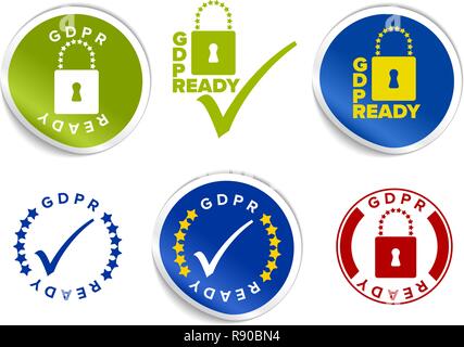 European GDPR Ready badges, tags, stams and labels template Stock Vector