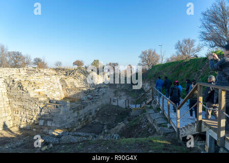 Ruins of Ancient city of Troy in Canakkale,Turkey Stock Photo