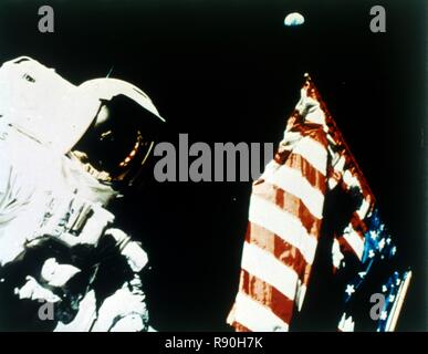 Harrison Schmitt with US flag on the surface of the Moon, Apollo 17 mission, December 1972. Creator: NASA. Stock Photo