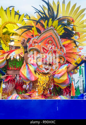 BACOLOD , PHILIPPINES - OCT 28 : Participants in the Masskara Festival in Bacolod Philippines on October 28 2018. Masskara is an annual festival held  Stock Photo