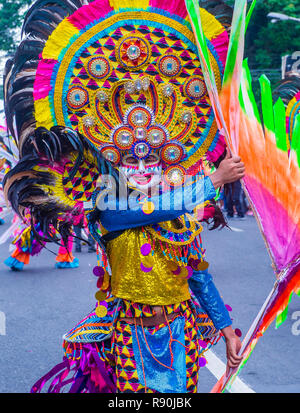 BACOLOD , PHILIPPINES - OCT 28 : Participants in the Masskara Festival in Bacolod Philippines on October 28 2018. Masskara is an annual festival held  Stock Photo