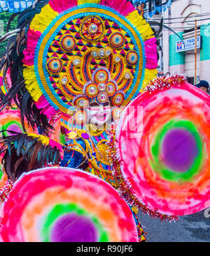 BACOLOD , PHILIPPINES - OCT 28 : Participants in the Masskara Festival in Bacolod Philippines on October 28 2018. Masskara is an annual festival held  Stock Photo