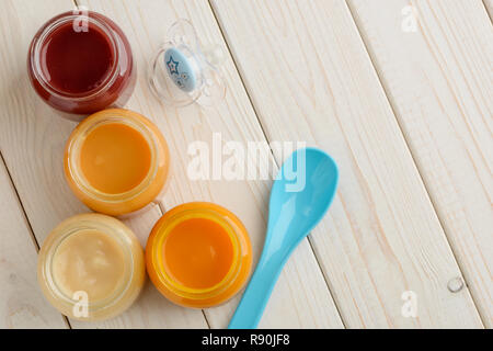 Jars of baby food Stock Photo