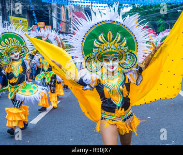 BACOLOD , PHILIPPINES - OCT 28 : Participants in the Masskara Festival in Bacolod Philippines on October 28 2018. Masskara is an annual festival held  Stock Photo