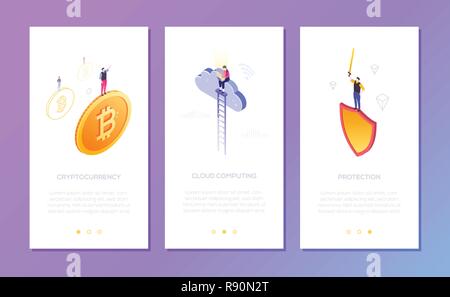 Technology - set of isometric vector vertical web banners Stock Vector