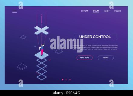 Under control - modern isometric vector website header Stock Vector