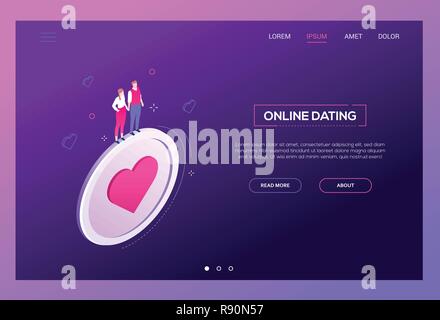 Online dating - modern isometric vector web banner Stock Vector