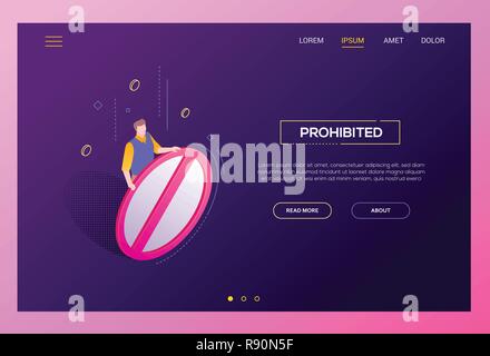 Prohibited sign - modern isometric vector web banner Stock Vector