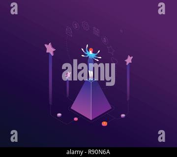 Multitasking concept - modern colorful isometric vector illustration Stock Vector