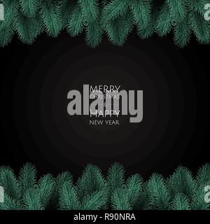 Banner with vector christmas tree branches and space for text. Stock Vector