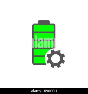 Battery icon. Accumulator vector and settings icon of power level. EPS 10 Stock Vector