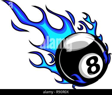 Flaming Billiards Eight Ball Vector Cartoon burning with Flames Stock Vector