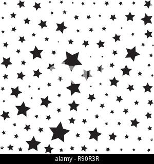 Seamless pattern with black stars on a white background. Vector illustration. Stock Vector