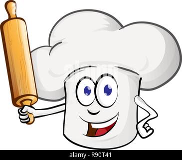 chef cartoon with rollin pin cartoon Stock Vector