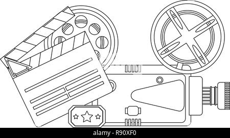 Cinema and movies concept in black and white Stock Vector