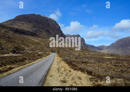 Single-track road to Bealach na Ba (pass of the cattle), Applecross Peninsula, Wester Ross, Highland Region, Scotland