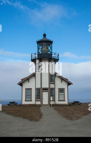 Point Cabrillo Light House near Fort Bragg California, on the Pacific Ocean. Road leading lines into the lighthouse Stock Photo