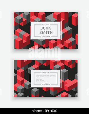 Abstract isometric set logotype dimensional 3D shape template for business cards, invitations, presentations and printing Stock Vector