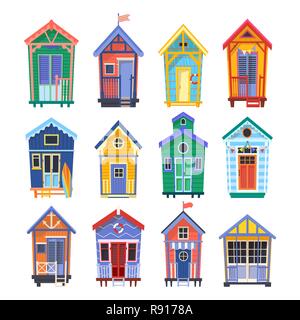 Lifeguard bungalows or stations Stock Vector