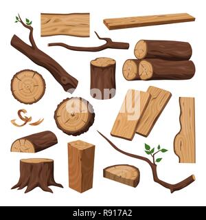 Wooden log, chopped trunk, timber Stock Vector
