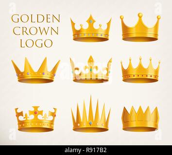 Golden crowns logo Stock Vector